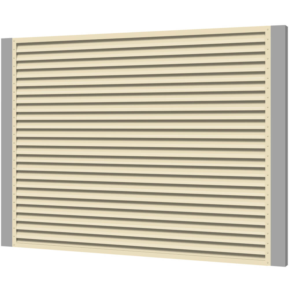 Секция забора жалюзи из ламелей жалюзи ЭКО-Z RAL1015 Слоновая Кость с металлическими столбами